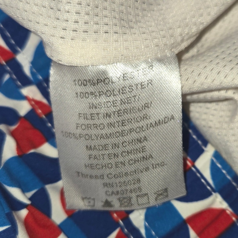 Psycho Bunny Boys Swim Trunks Red White Blue Geometric Shorts Size 14-16 L - Picture 4 of 7